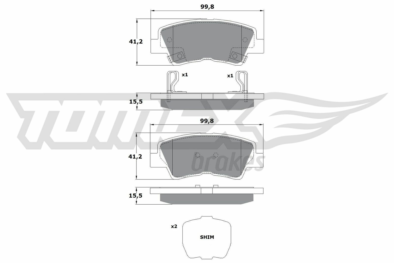 Sada brzdových destiček, kotoučová brzda TOMEX Brakes